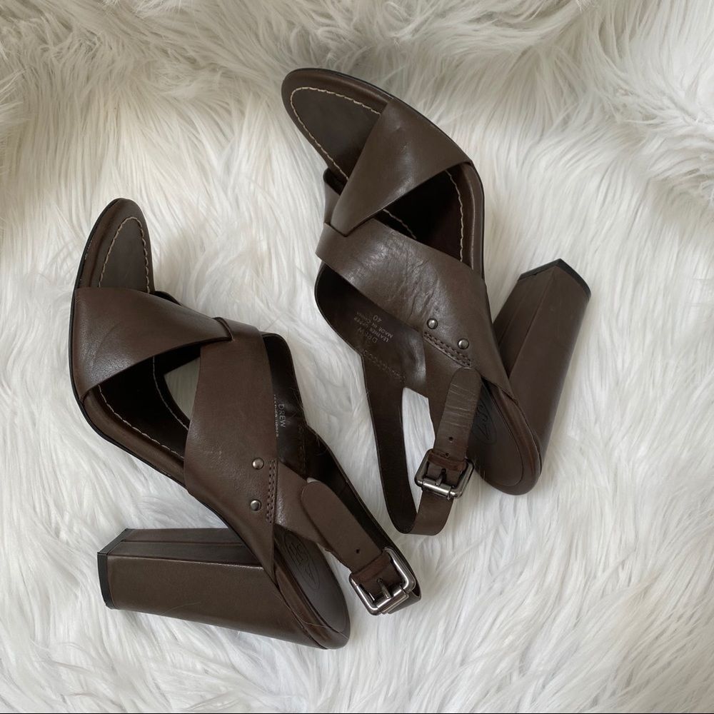 ASH brown leather chunky heel slingback sandals 9